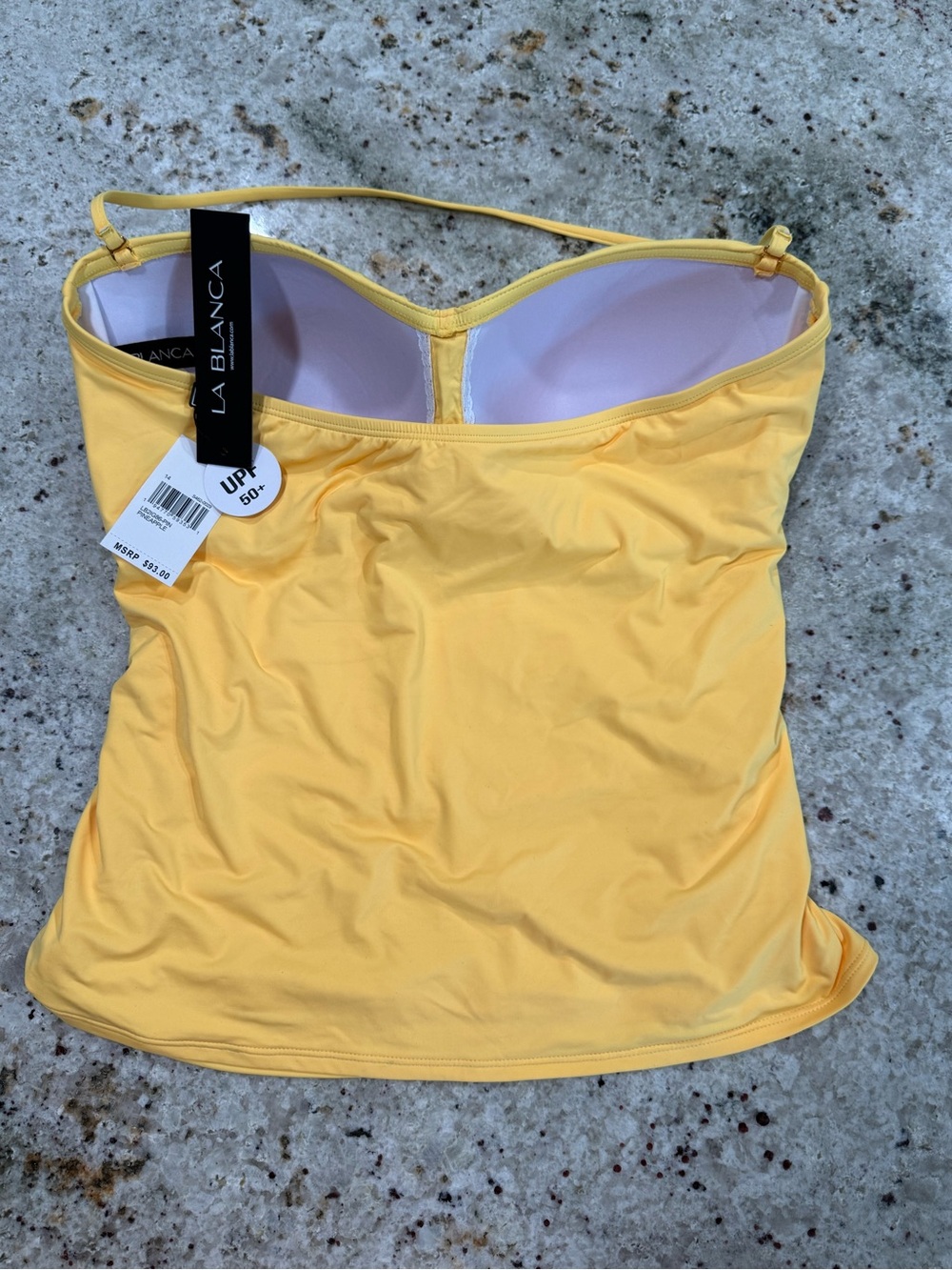 La Blanca Pineapple Yellow Ruched Swimsuit Tankini (Top Only) - Picture 7 of 7
